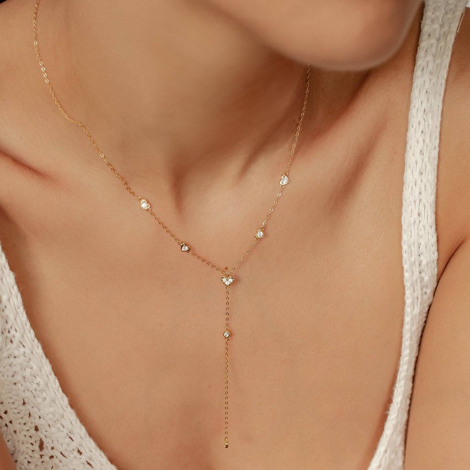 Cherish Y Chain Necklace Sterling Silver Gold