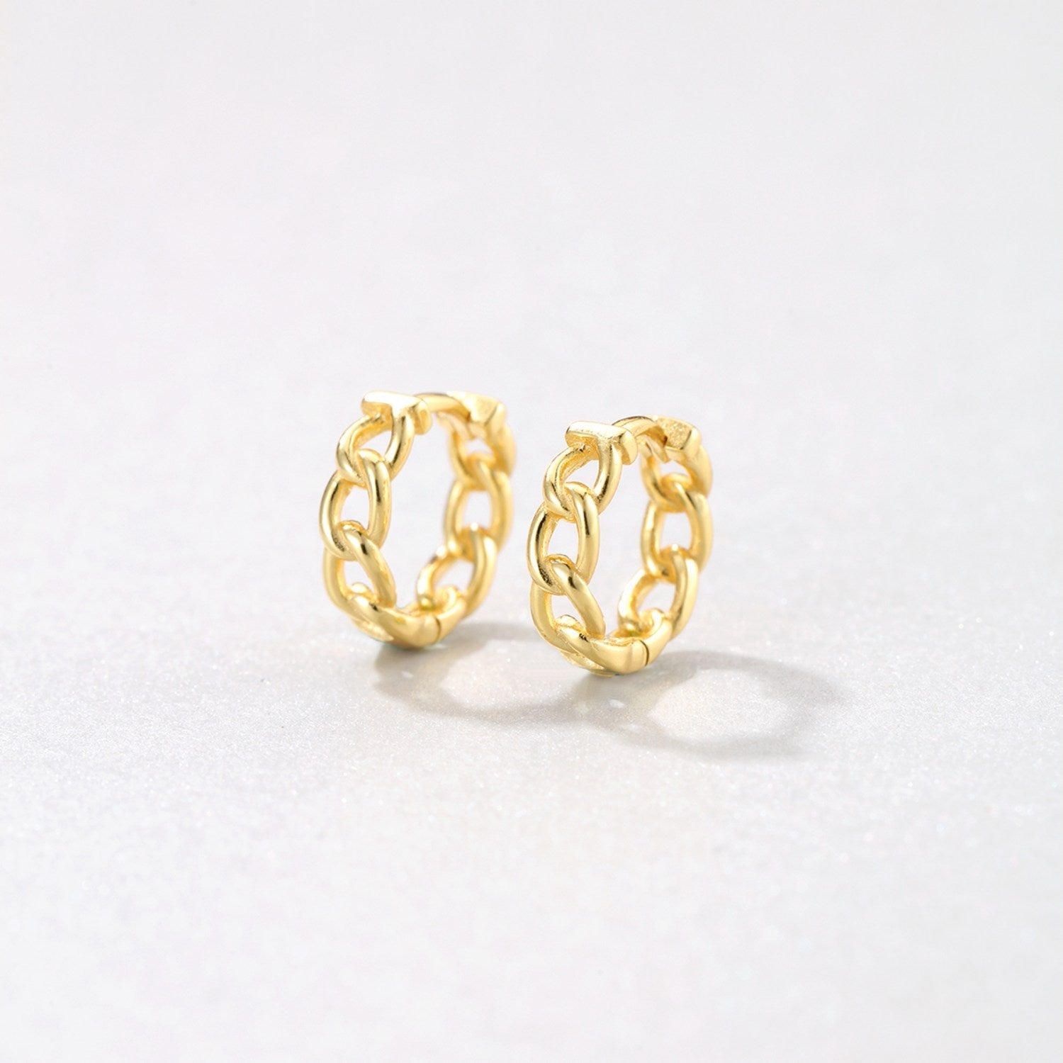 Chunky Chain Huggie Earrings Sterling Silver