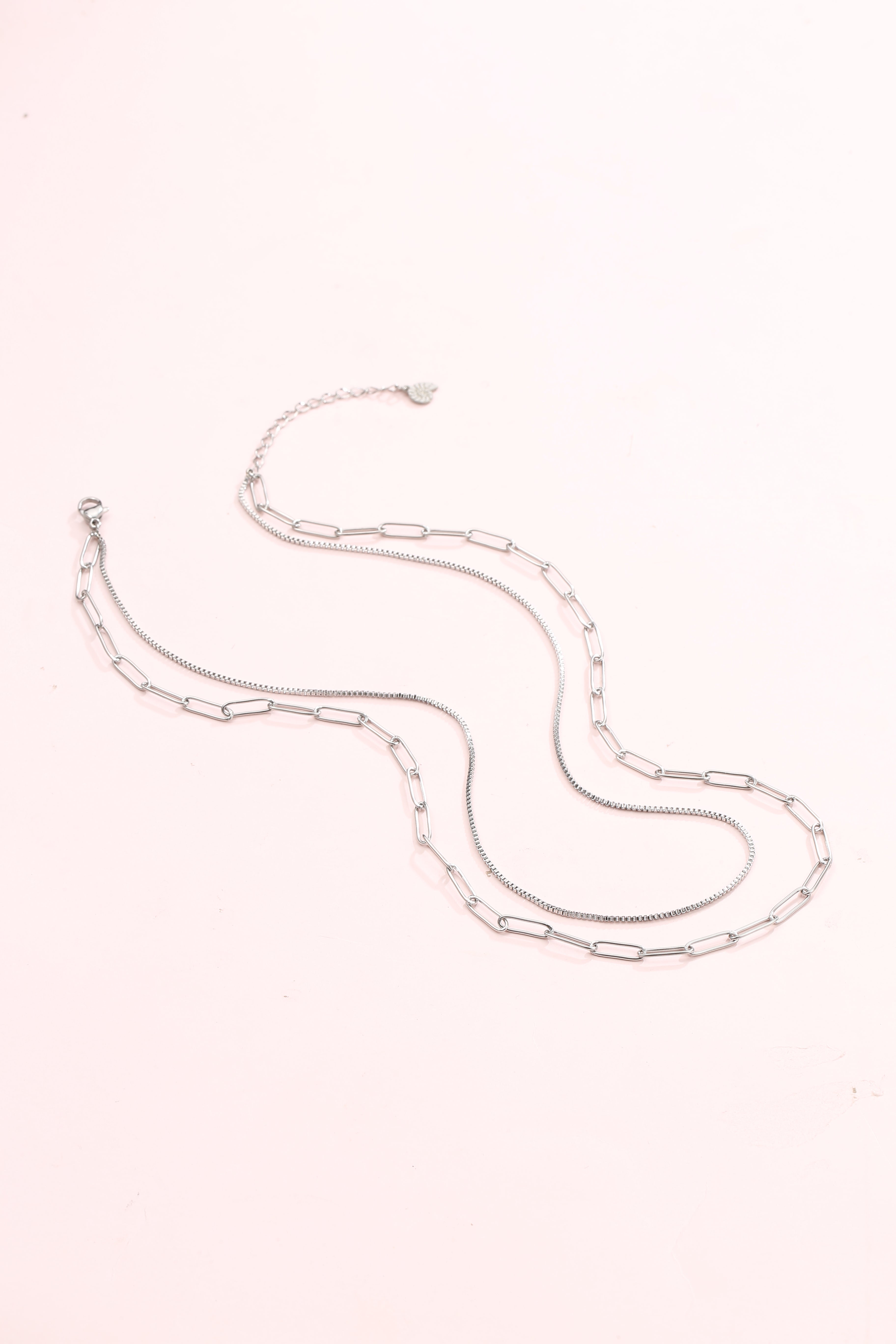 Chunky Chain Layered Necklace Silver