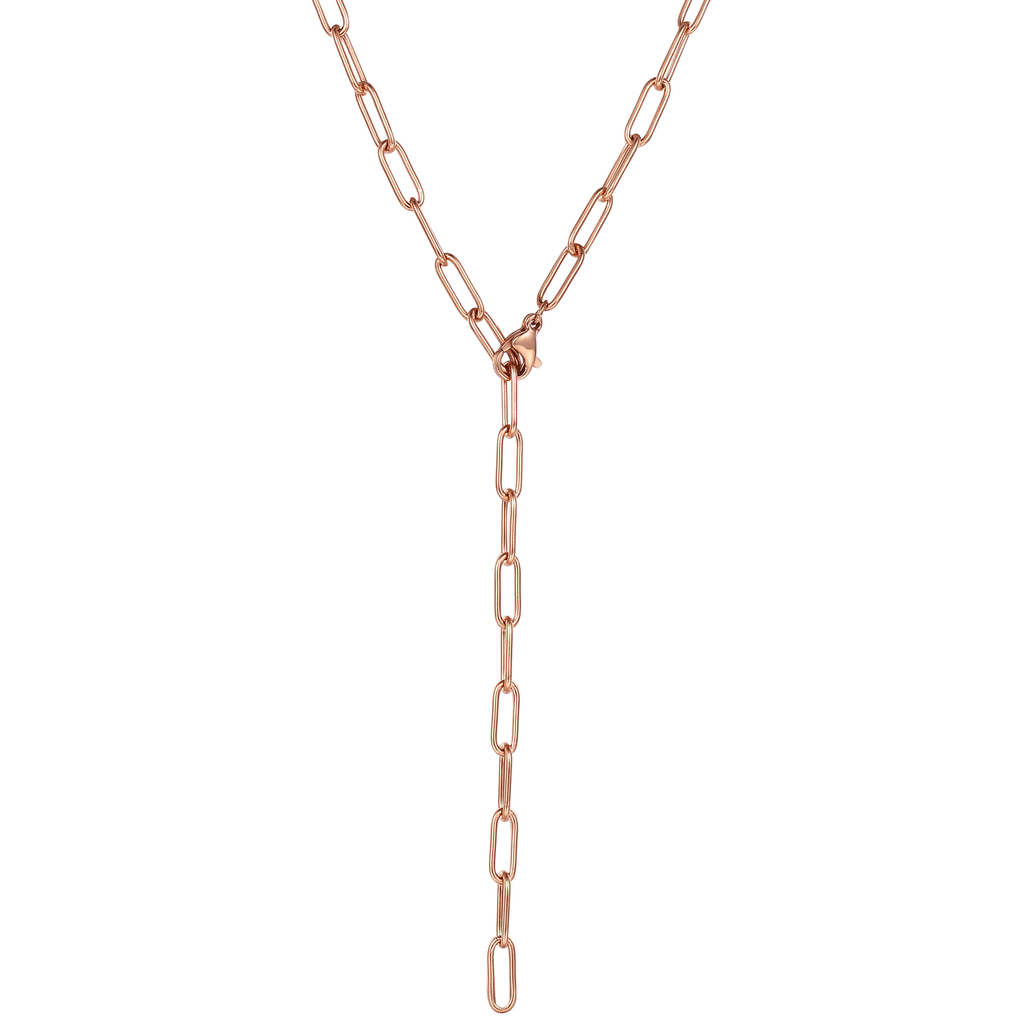 Chunky Chain Y Necklace Rose Gold