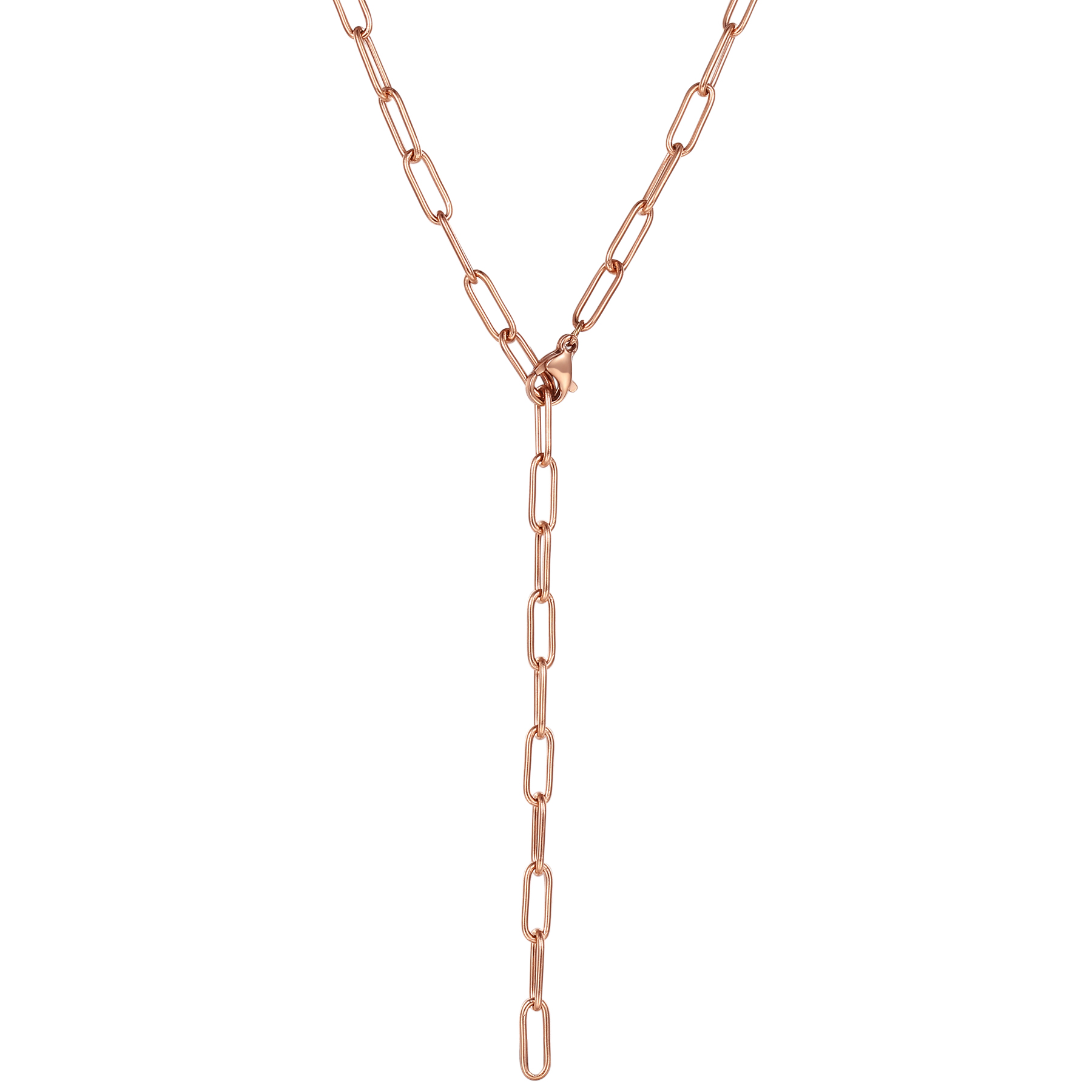 Chunky Chain Y Necklace Rose Gold