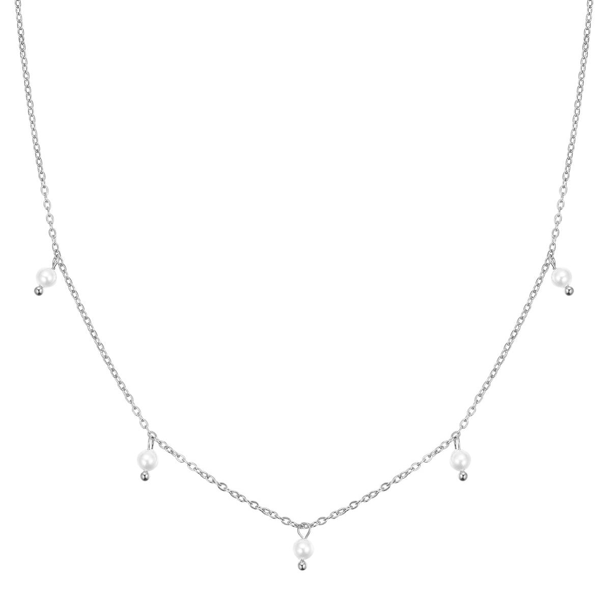 Cinque Pearl Chain Necklace Silver