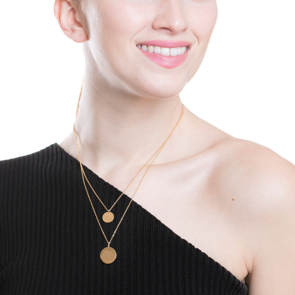 Circle Layered Necklace Gold