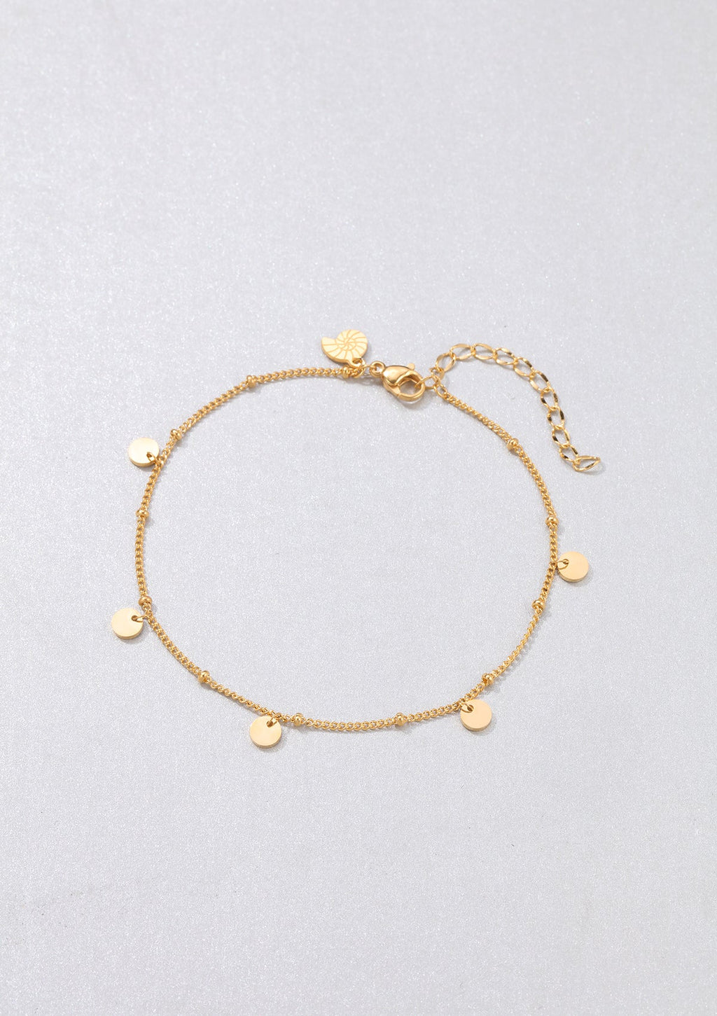 Circles Bobble Chain Anklet Gold