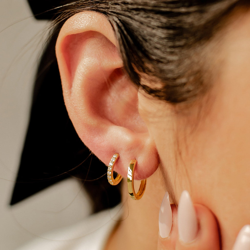 Classic Band and Gemstone Hoop Earring Sets