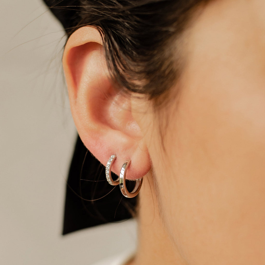 Classic Band and Gemstone Hoop Earring Sets