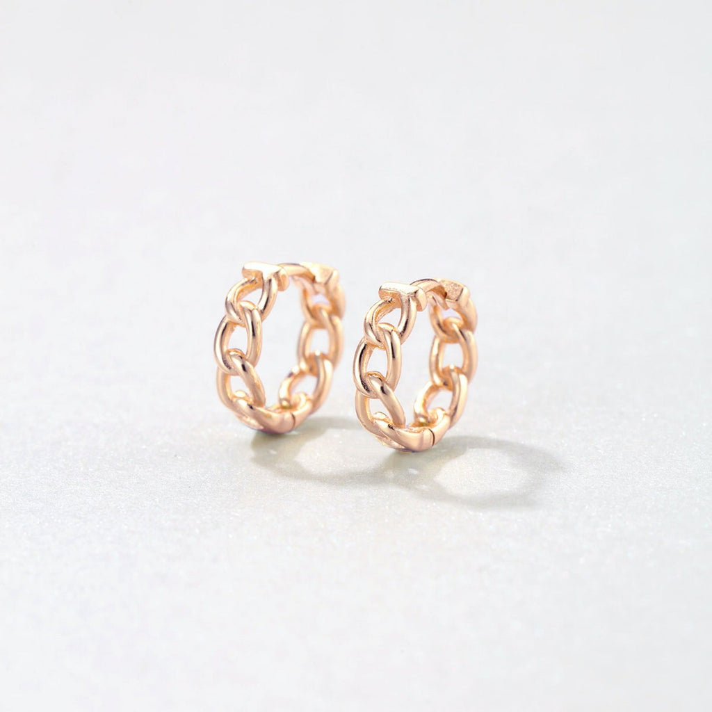 Chunky Chain Huggie Earrings Sterling Silver