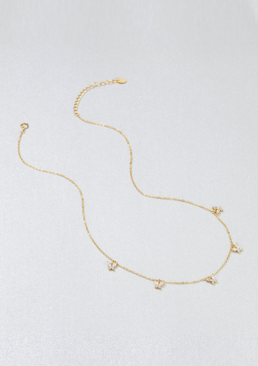 Daisy and Butterfly Necklaces Set Sterling Silver Gold