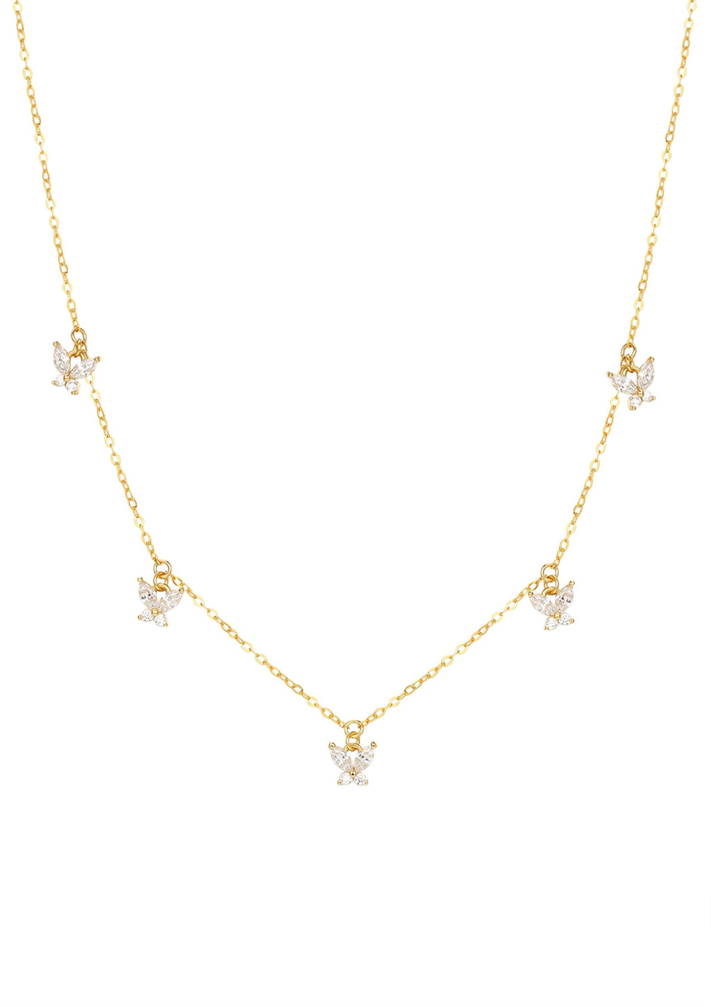 Daisy and Butterfly Necklaces Set Sterling Silver Gold