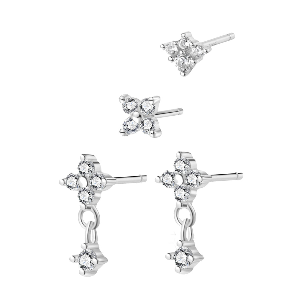 Daisy Drop Earring Set Sterling Silver