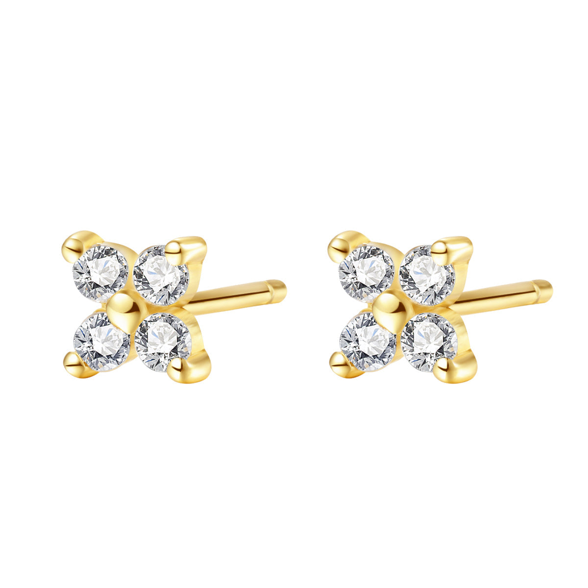 Daisy Stud Earrings Sterling Silver Gold