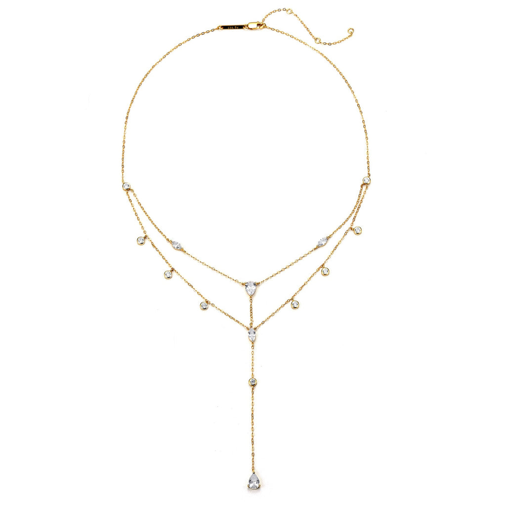 Dazzle Double Chain Y Necklace Sterling Silver