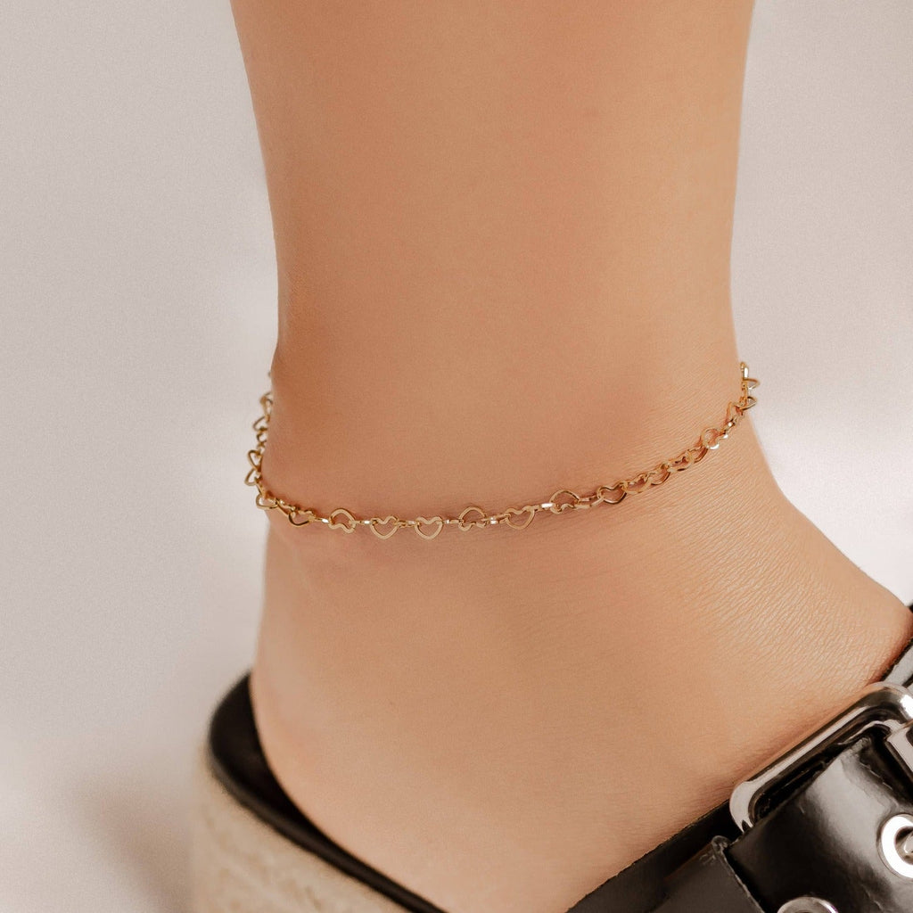 Delicate Heart Chain Anklet Waterproof