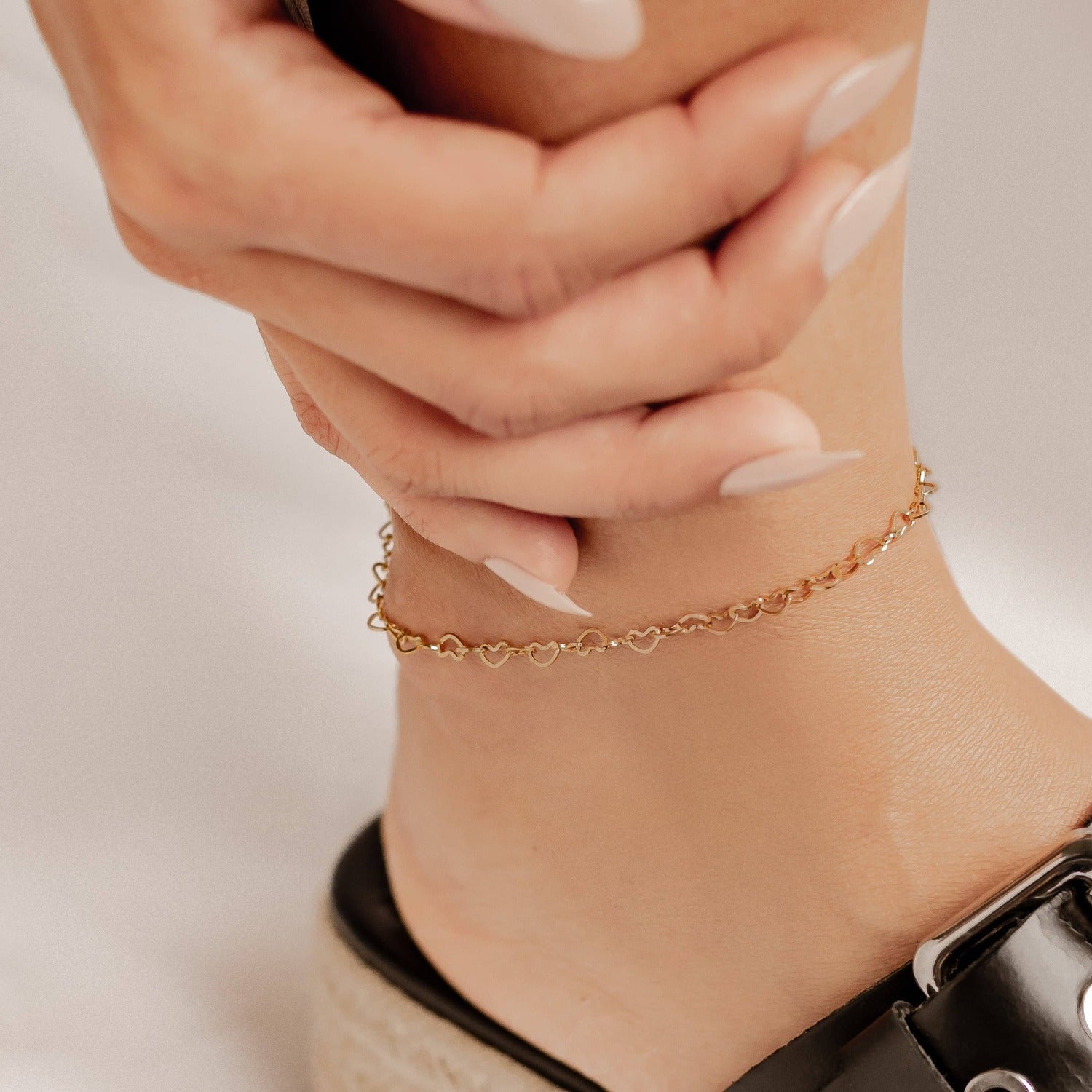 Delicate Heart Chain Anklet Waterproof