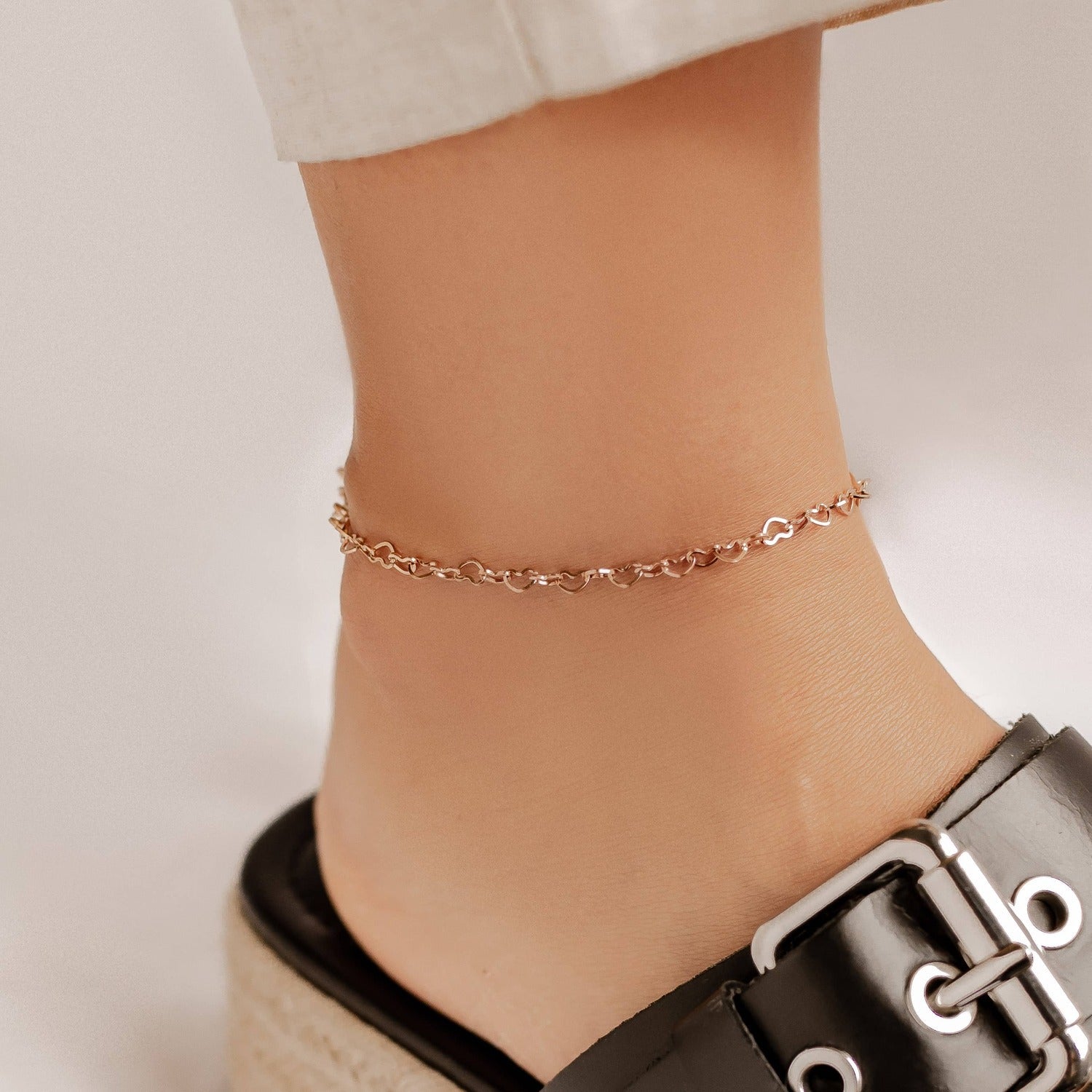 Delicate Heart Chain Anklet Waterproof