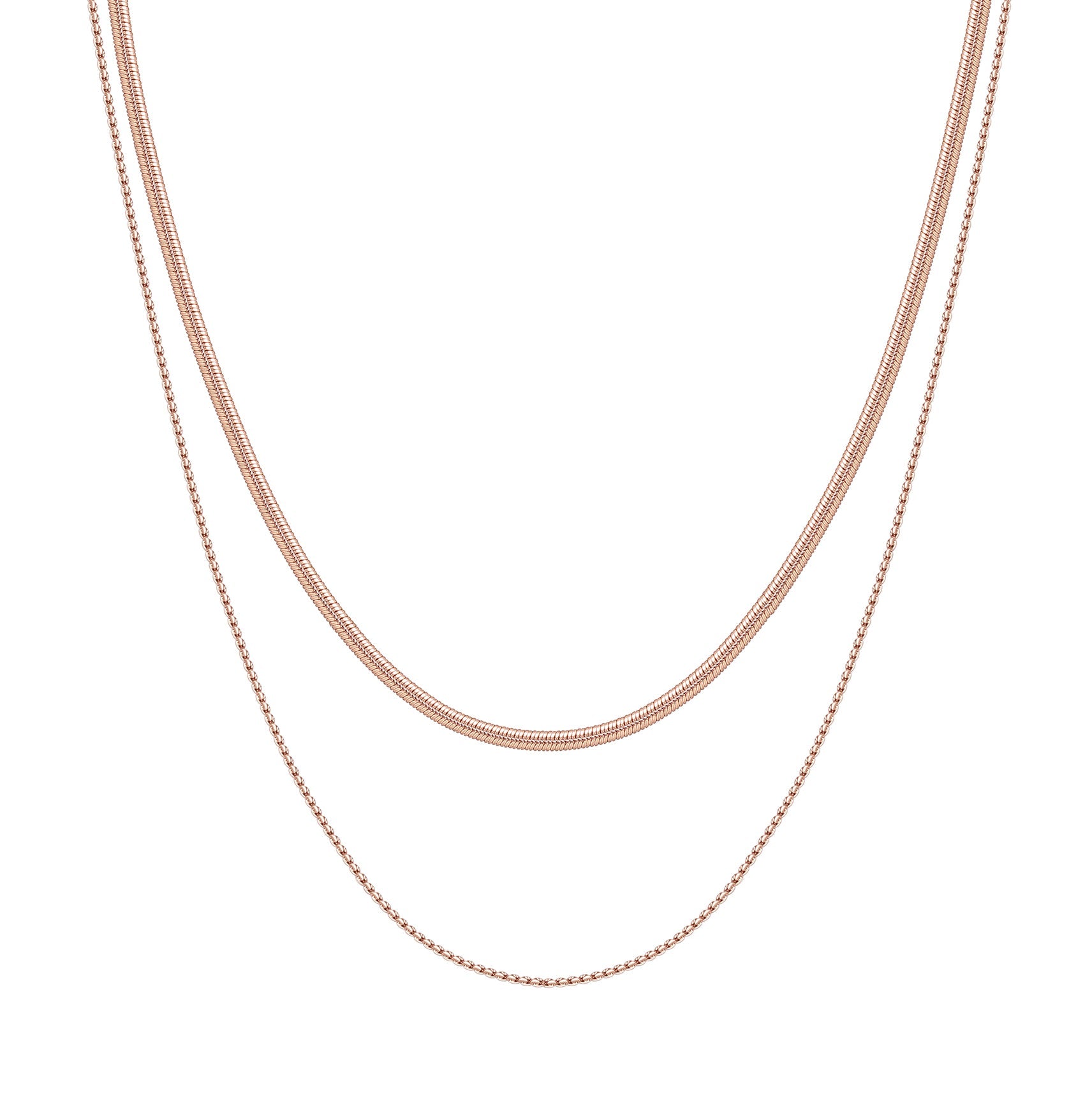 Delicate Layered Necklace Snake Chain Rose Gold