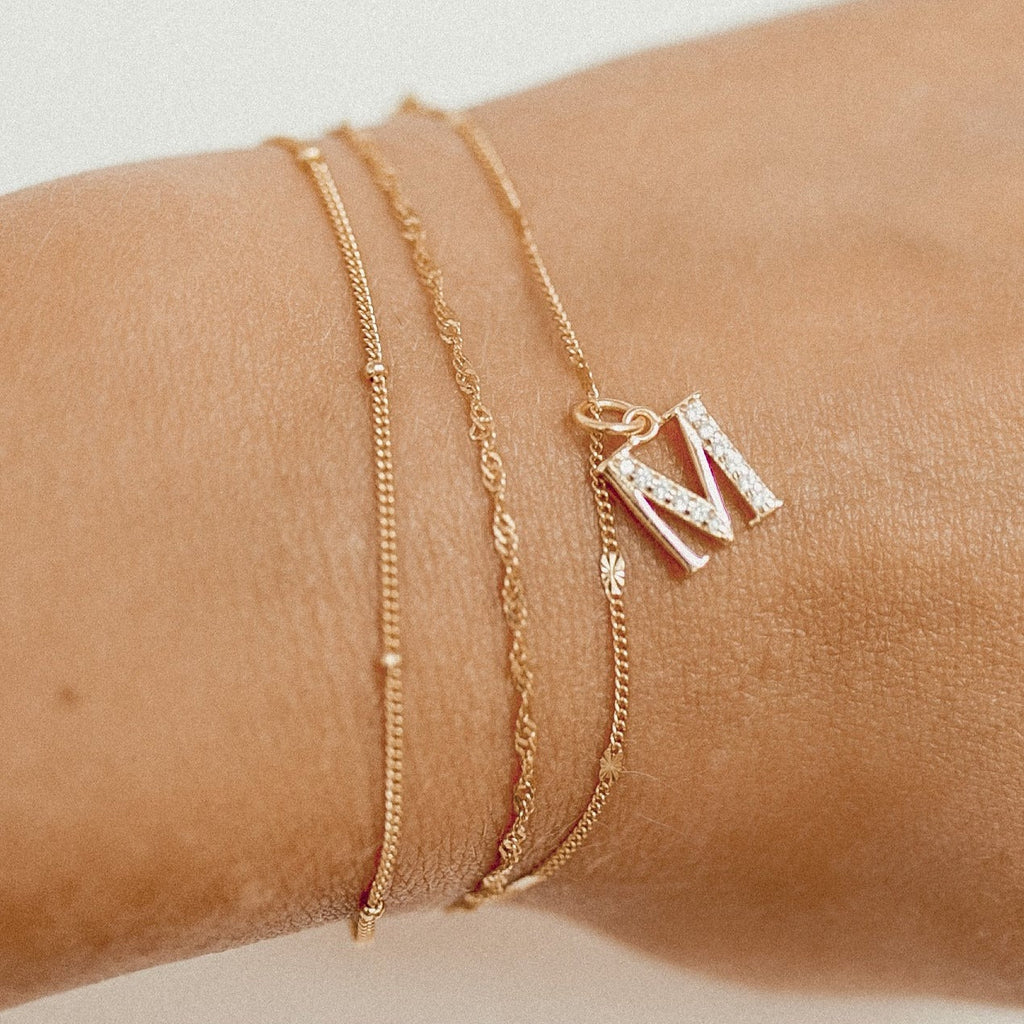 Delicate Starburst Chain Bracelet Sterling Silver Gold