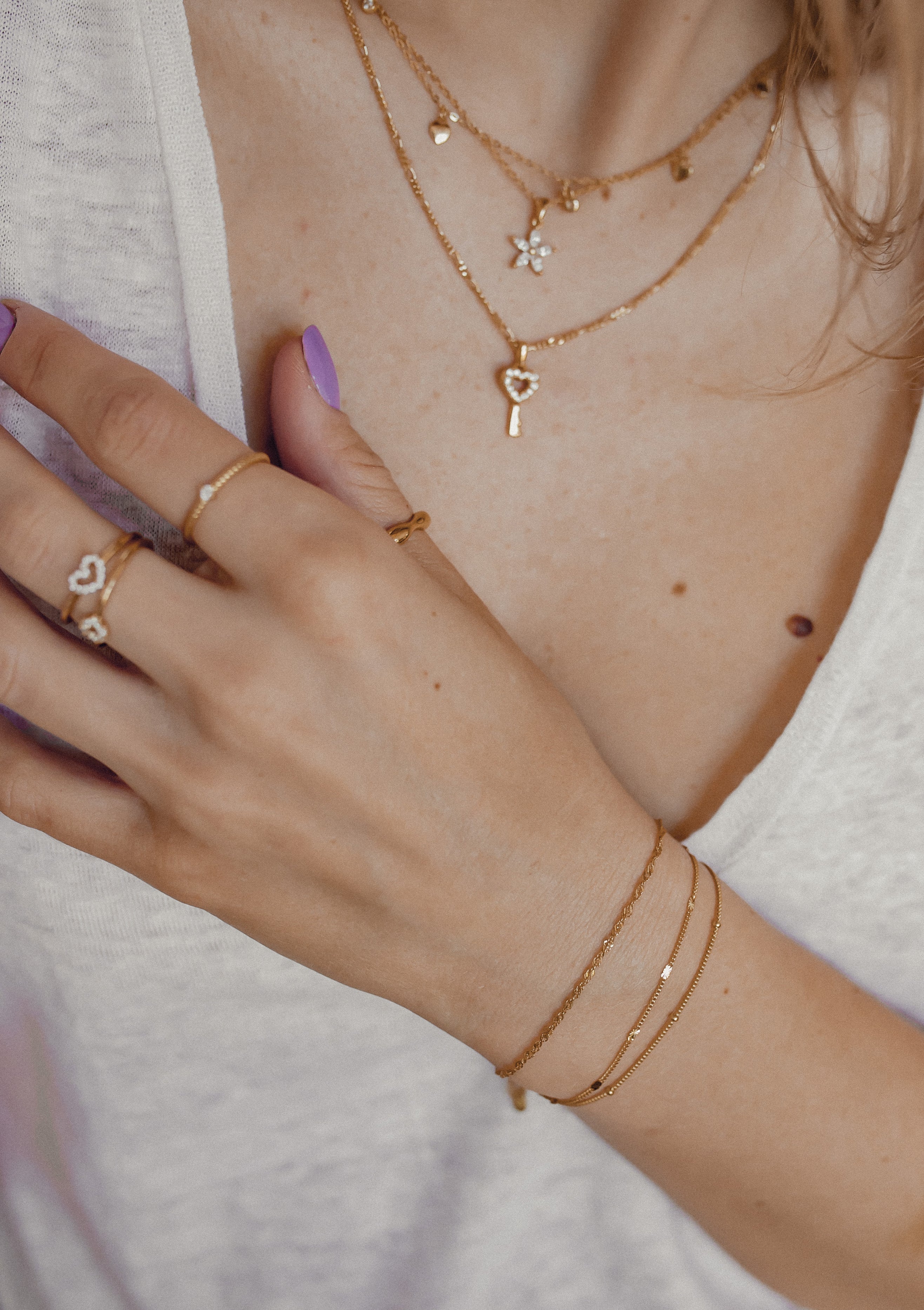 Delicate Starburst Chain Bracelet Sterling Silver Gold