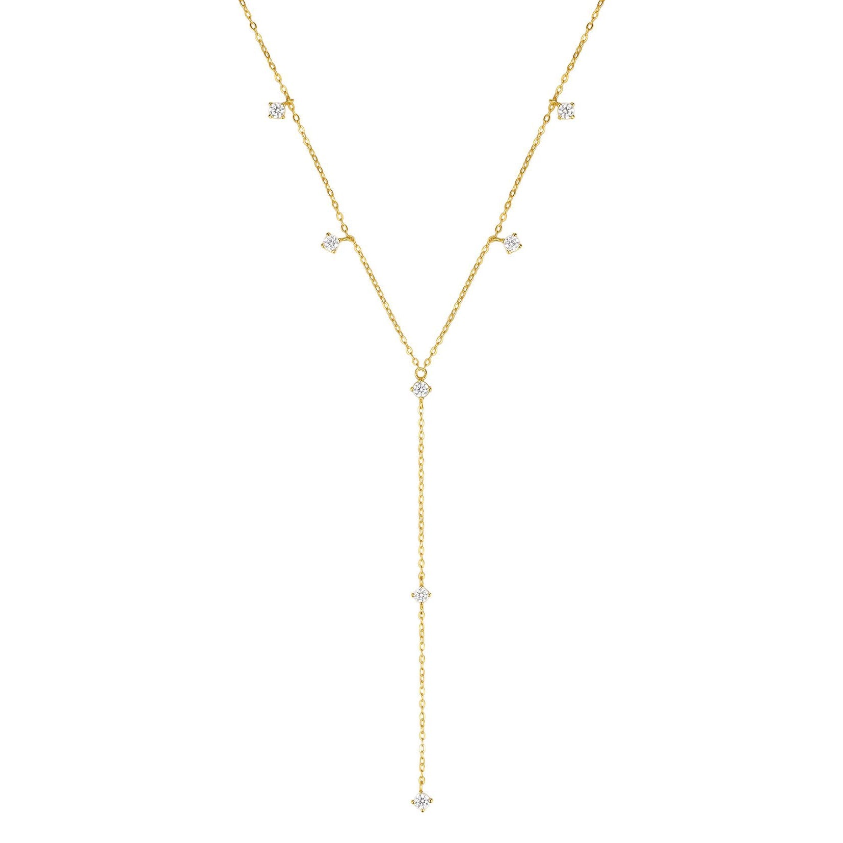 Ellipse Y Chain Necklace Sterling Silver Gold