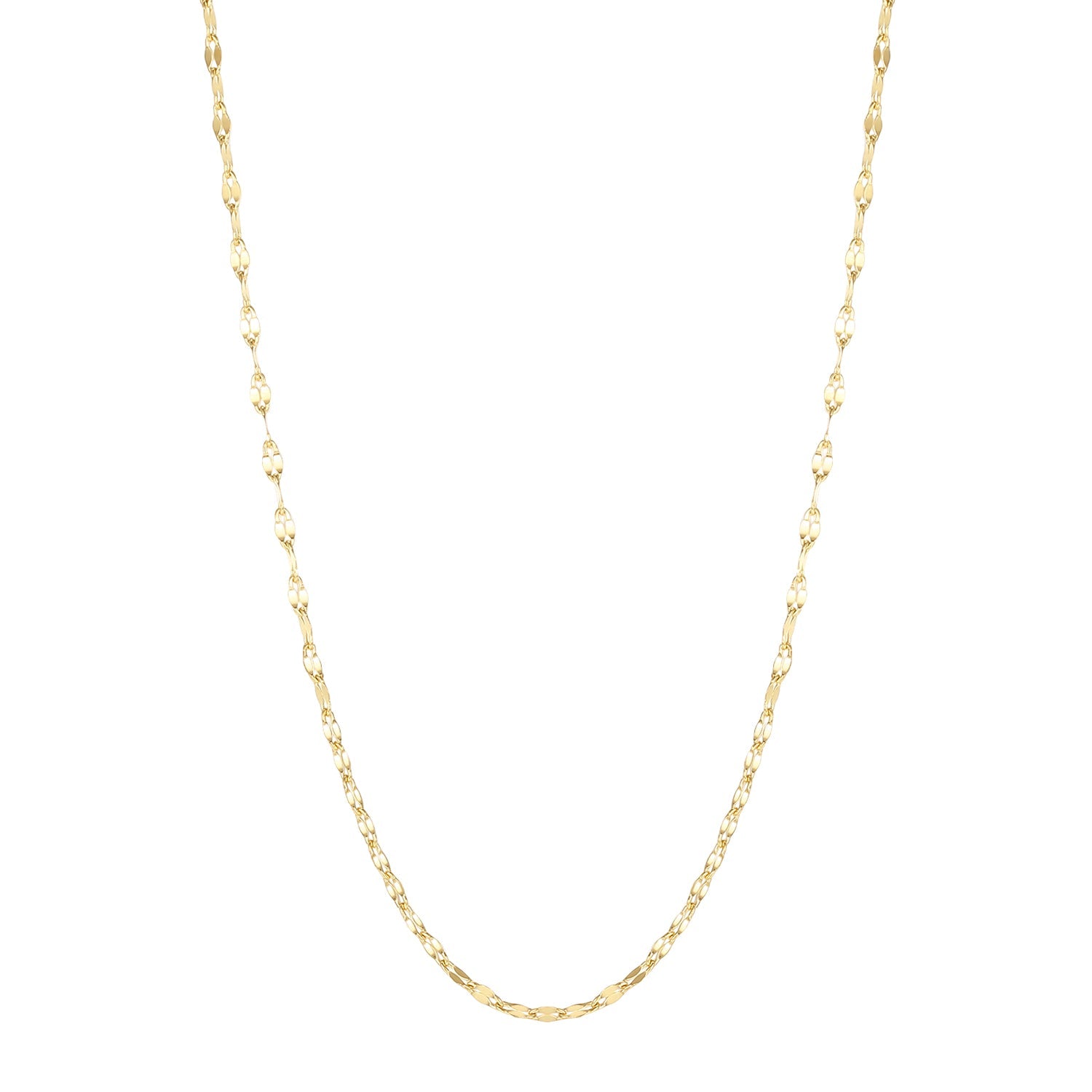 Flattened Rolo Chain Necklace Gold