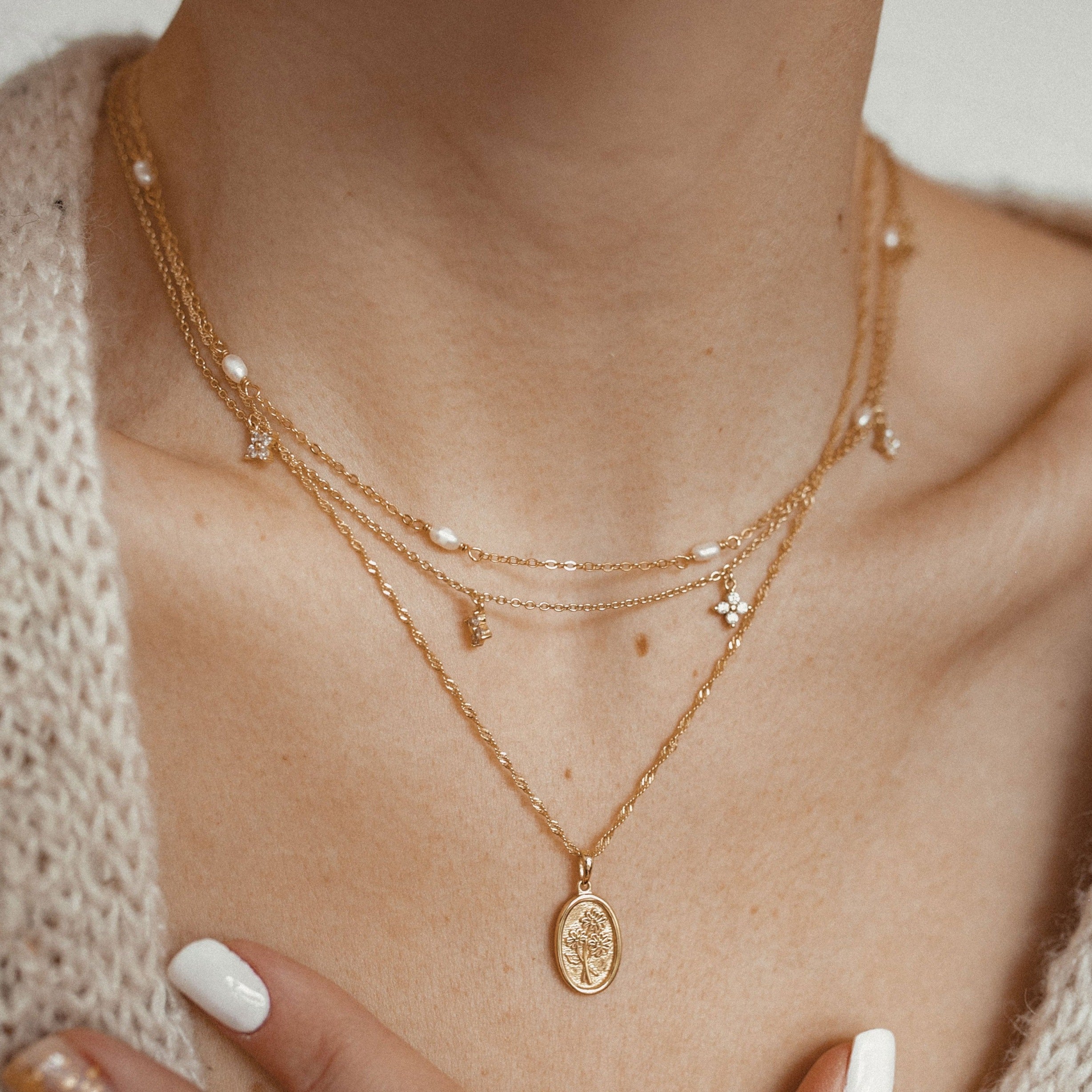 Floret Charm Necklace Sterling Silver