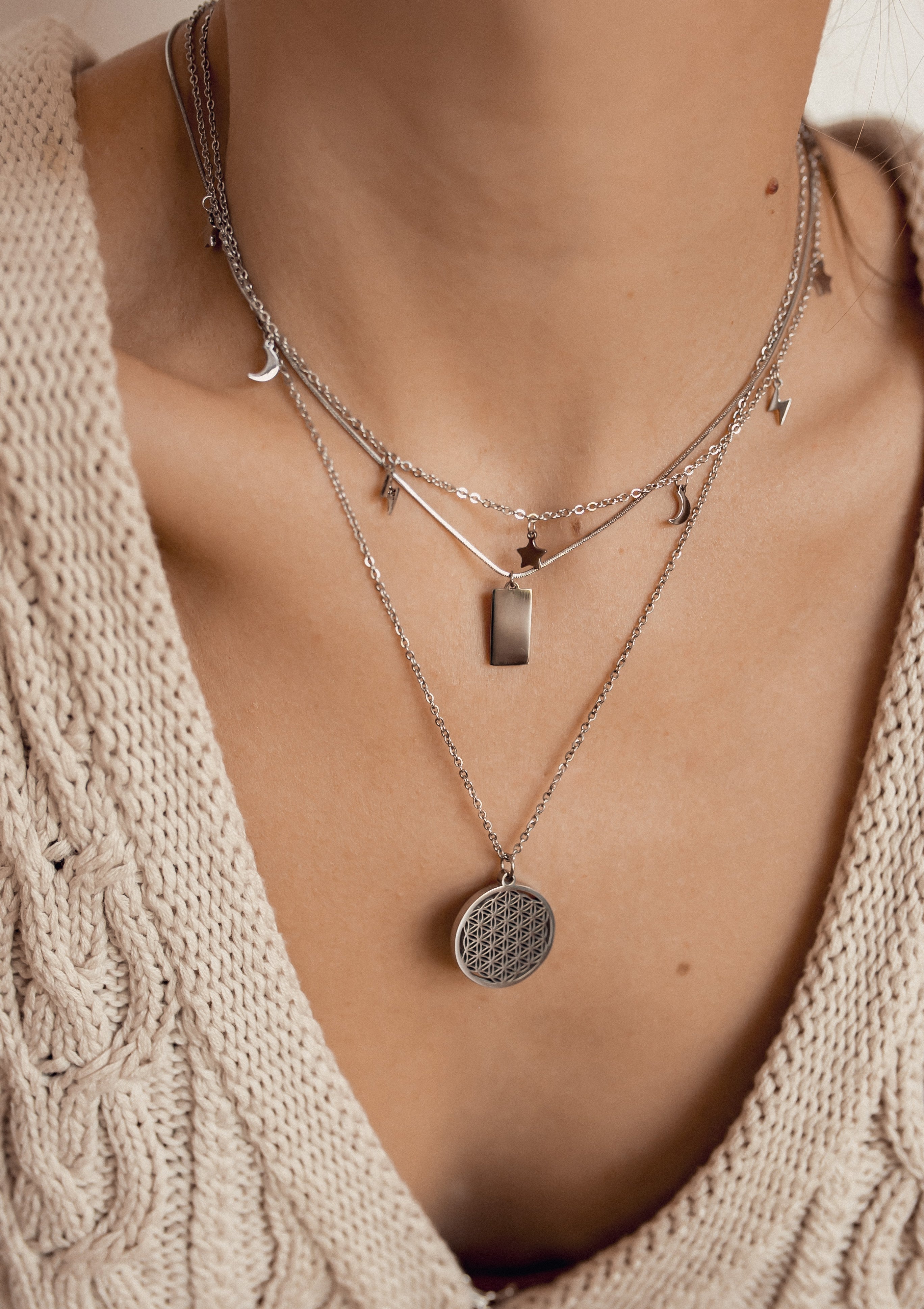 Flower of Life Pendant Necklace Silver