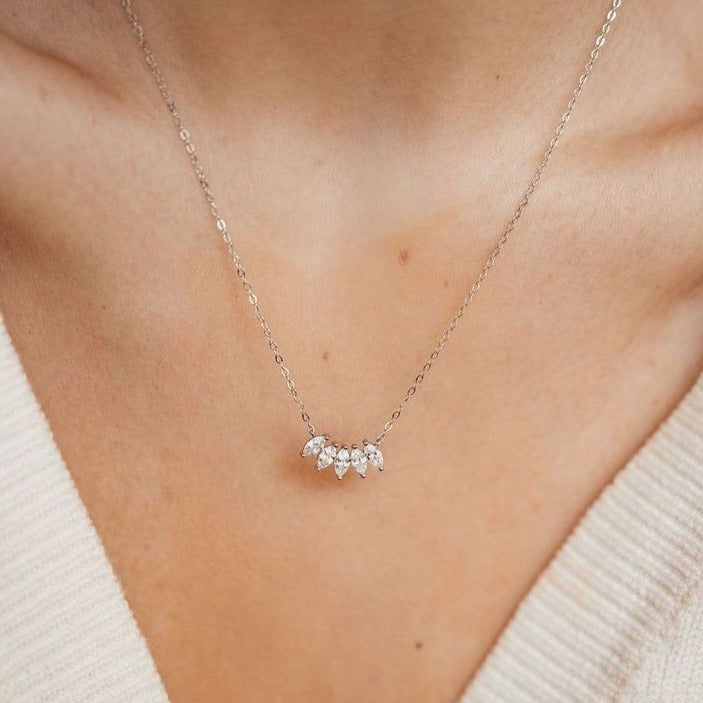 Gemstone Blossom Necklace Sterling Silver