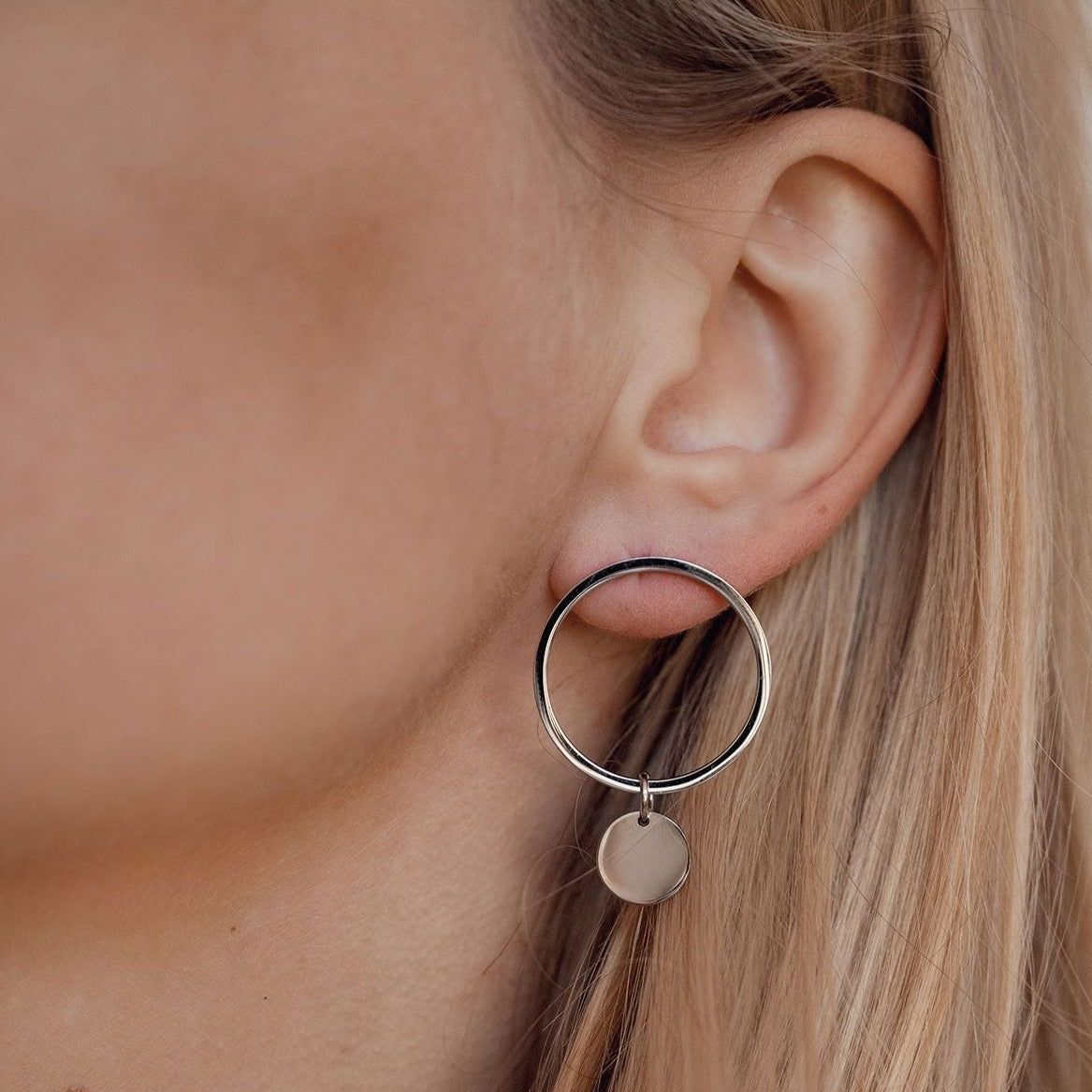 Hoop Circle Earrings Silver