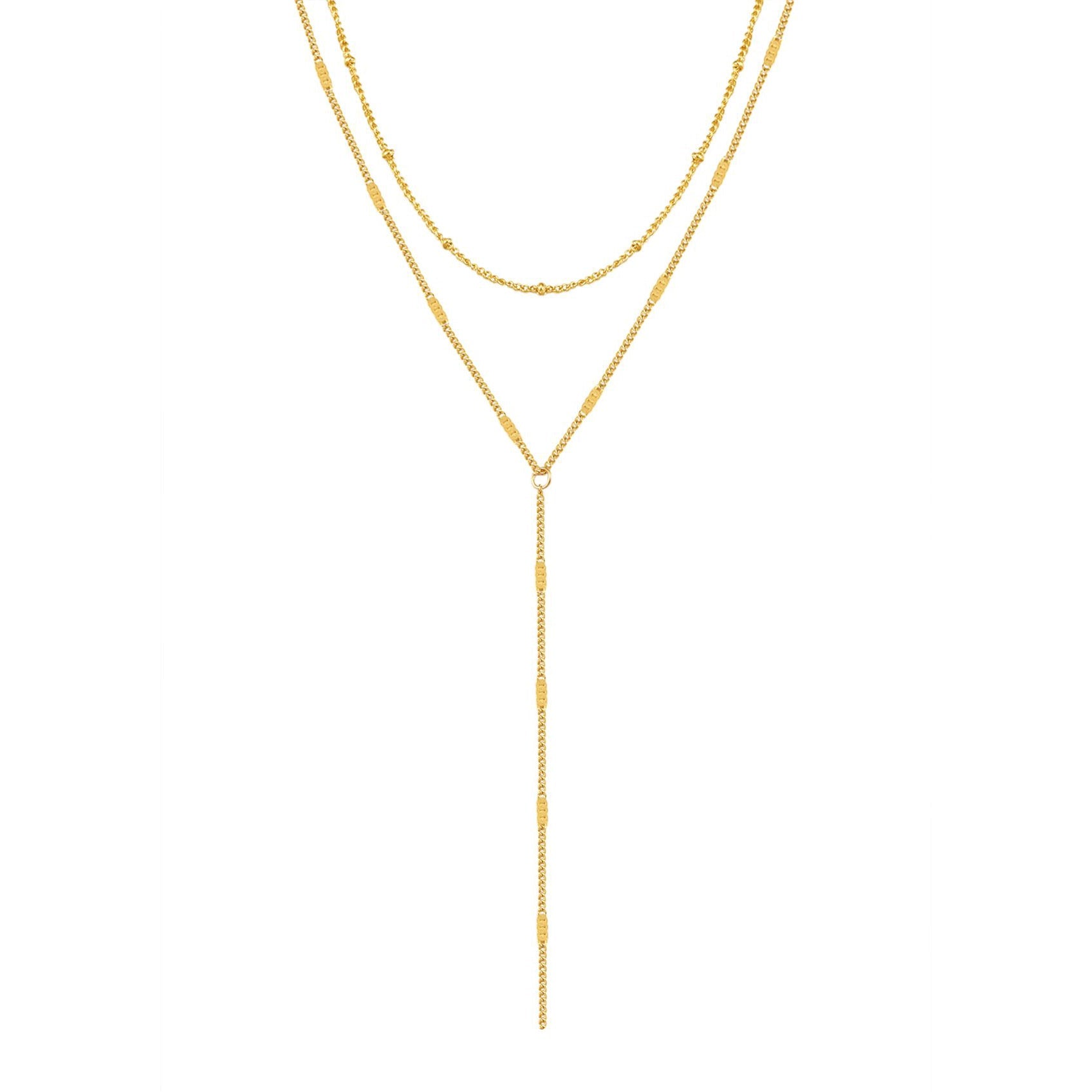 Layered Satellite and Starburst Chain Y Necklace