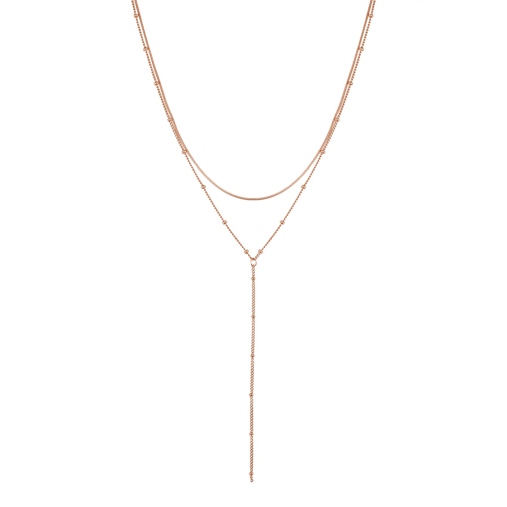 Layered Snake and Satellite Chain Y Necklace