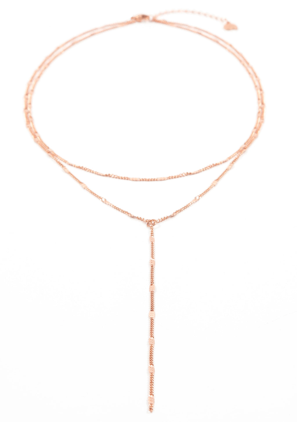 Layered Y Necklace Rose Gold