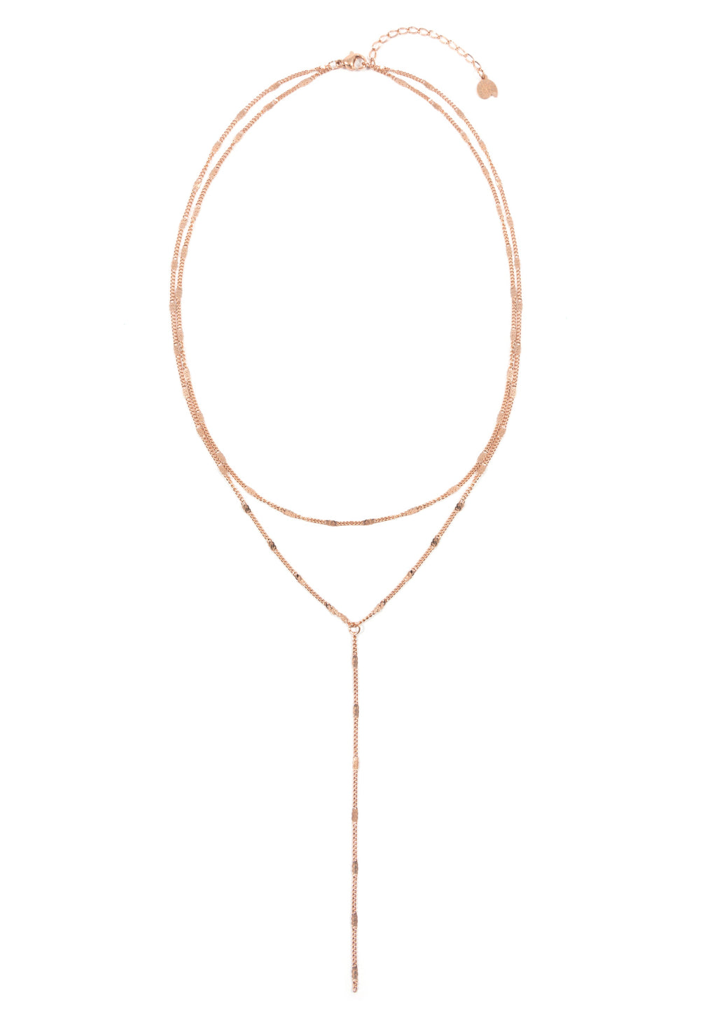 Layered Y Necklace Rose Gold