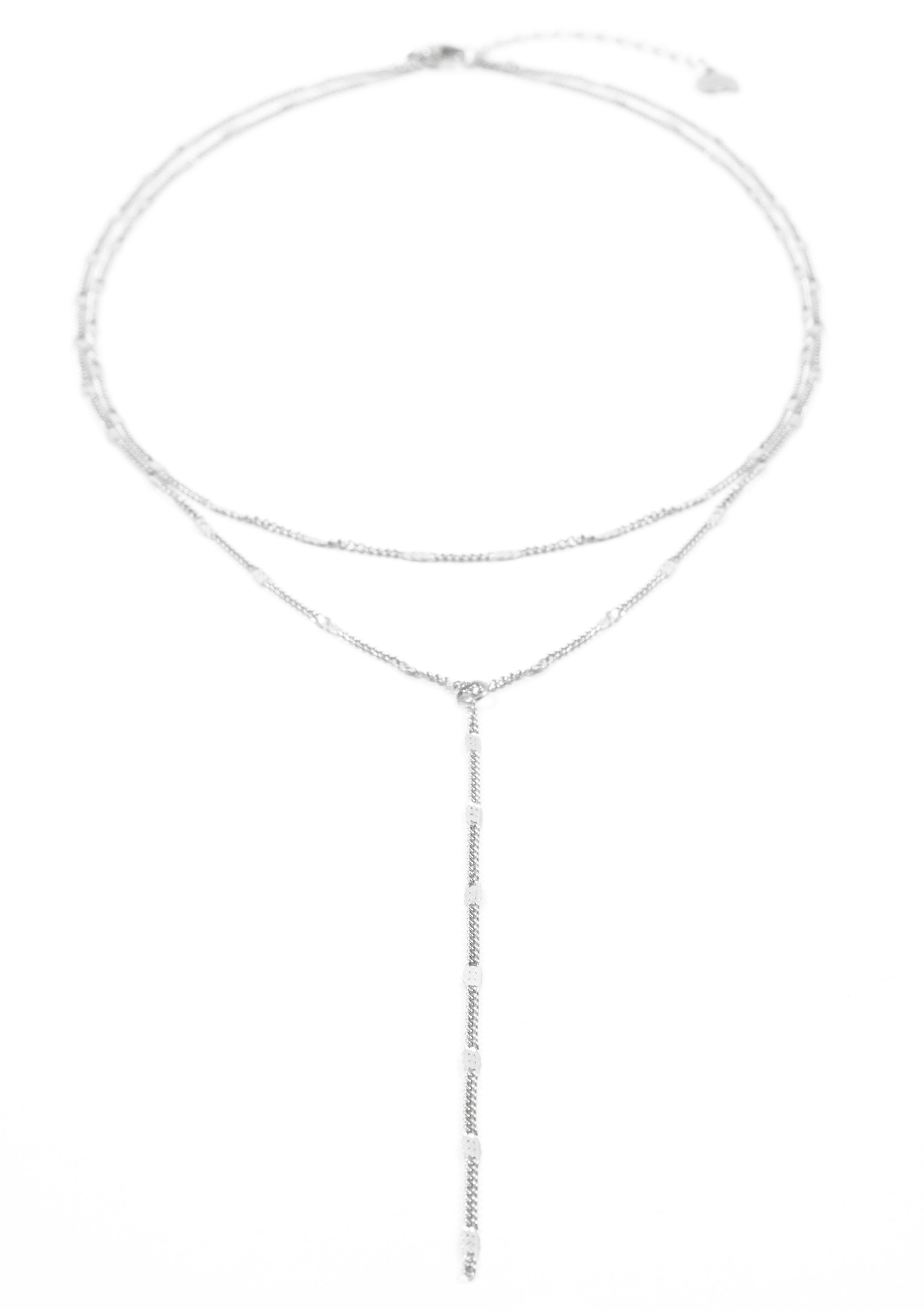 Layered Y Necklace Silver