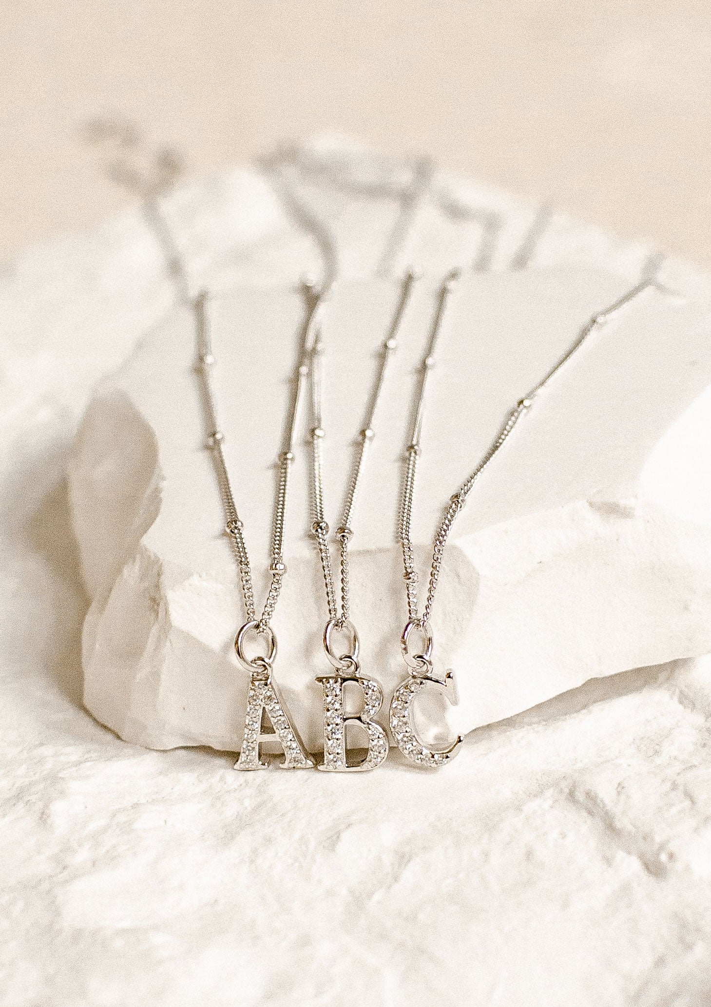 Letter Pendant Chain Necklace Sterling Silver