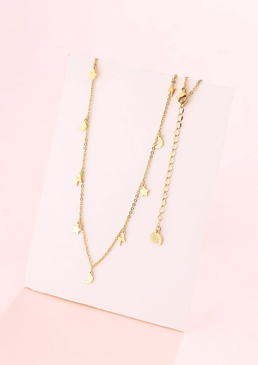 Lightning Star Moon Necklace Gold