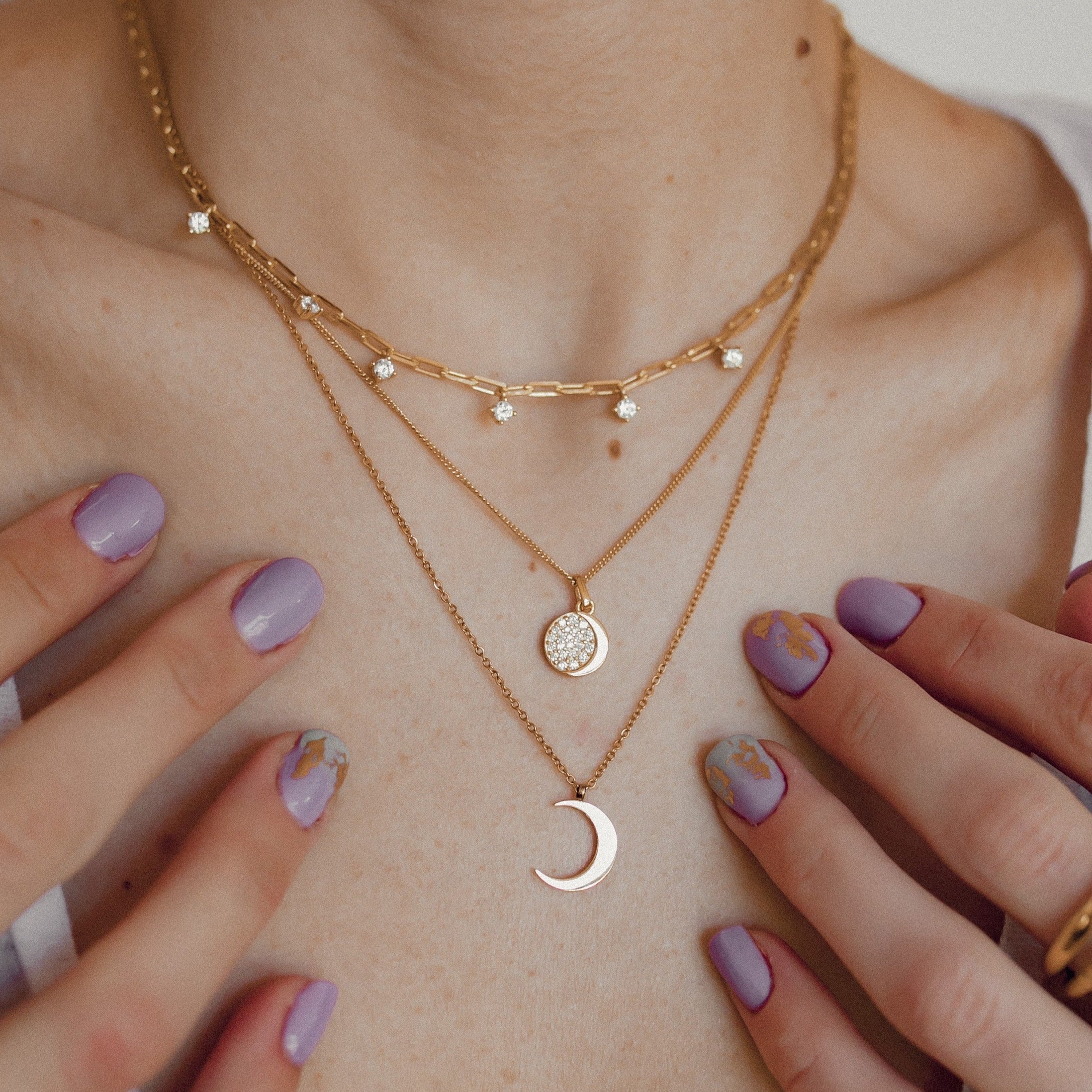 Moon Pendant Sterling Silver Gold