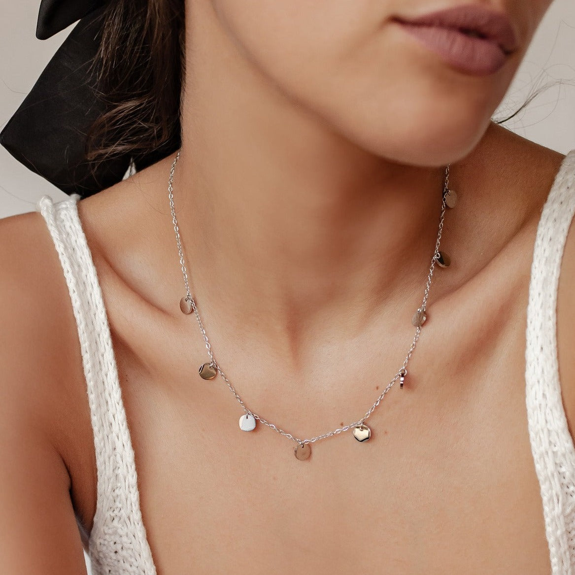 Multi Circles Necklace Silver