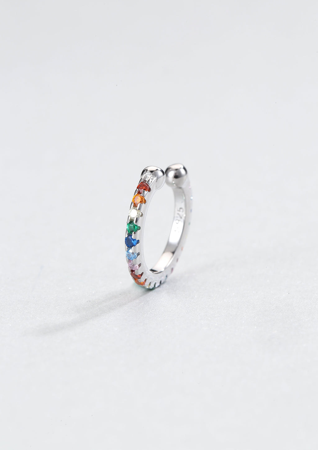 Multicolor Stone Ear Cuff Sterling Silver