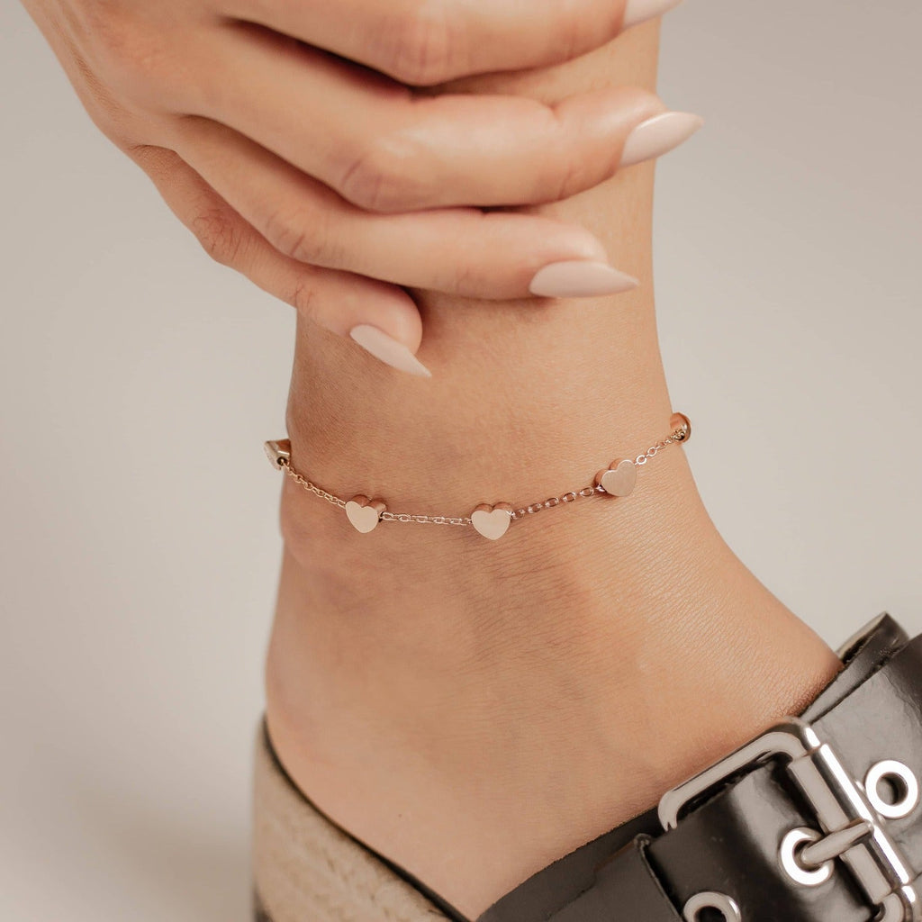 Multiple Hearts Anklet Waterproof