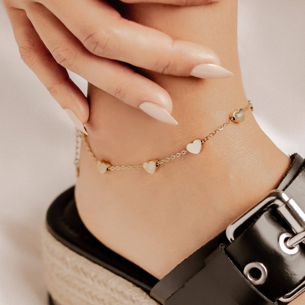 Multiple Hearts Anklet Waterproof