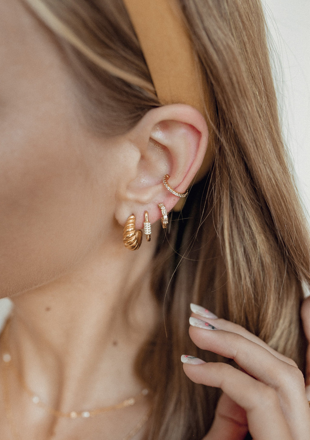 Oval Carabiner Huggie Earrings Sterling Silver Gold