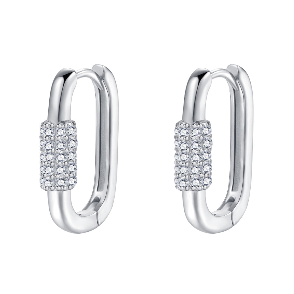 Oval Carabiner Huggie Earrings Sterling Silver