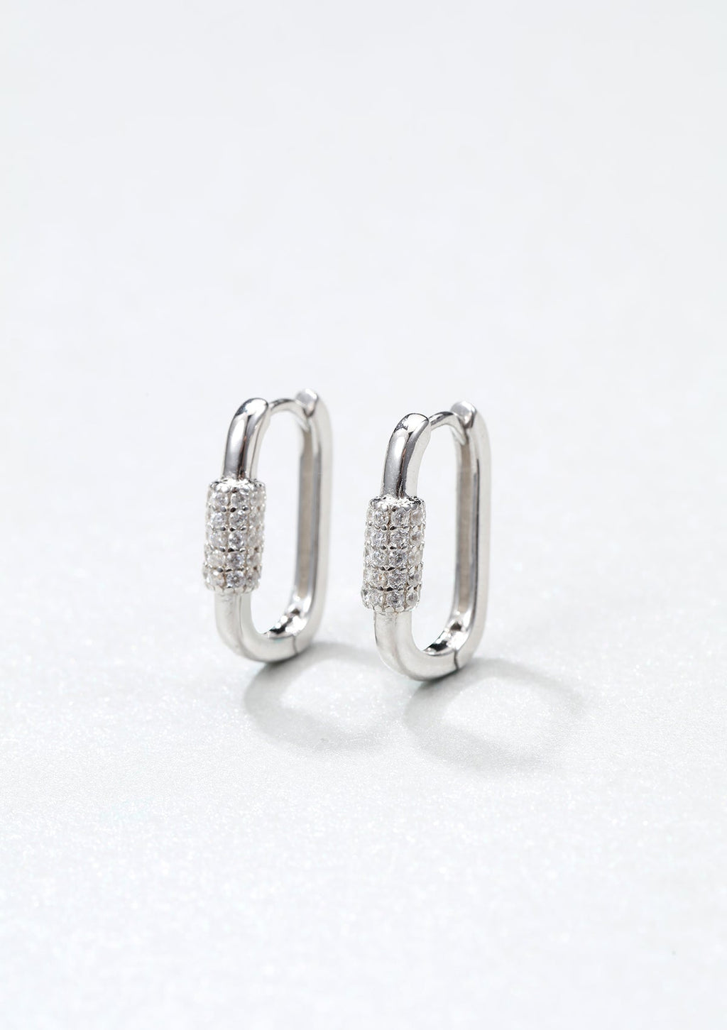 Oval Carabiner Huggie Earrings Sterling Silver
