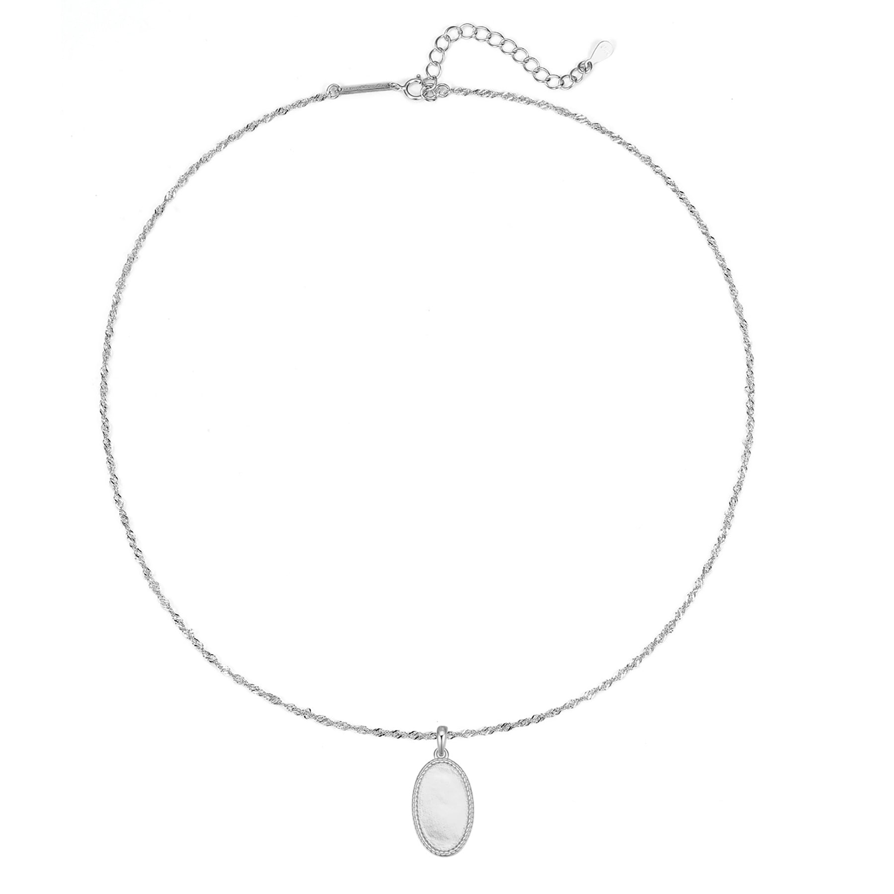 Oval Rope Pendant Necklace Sterling Silver