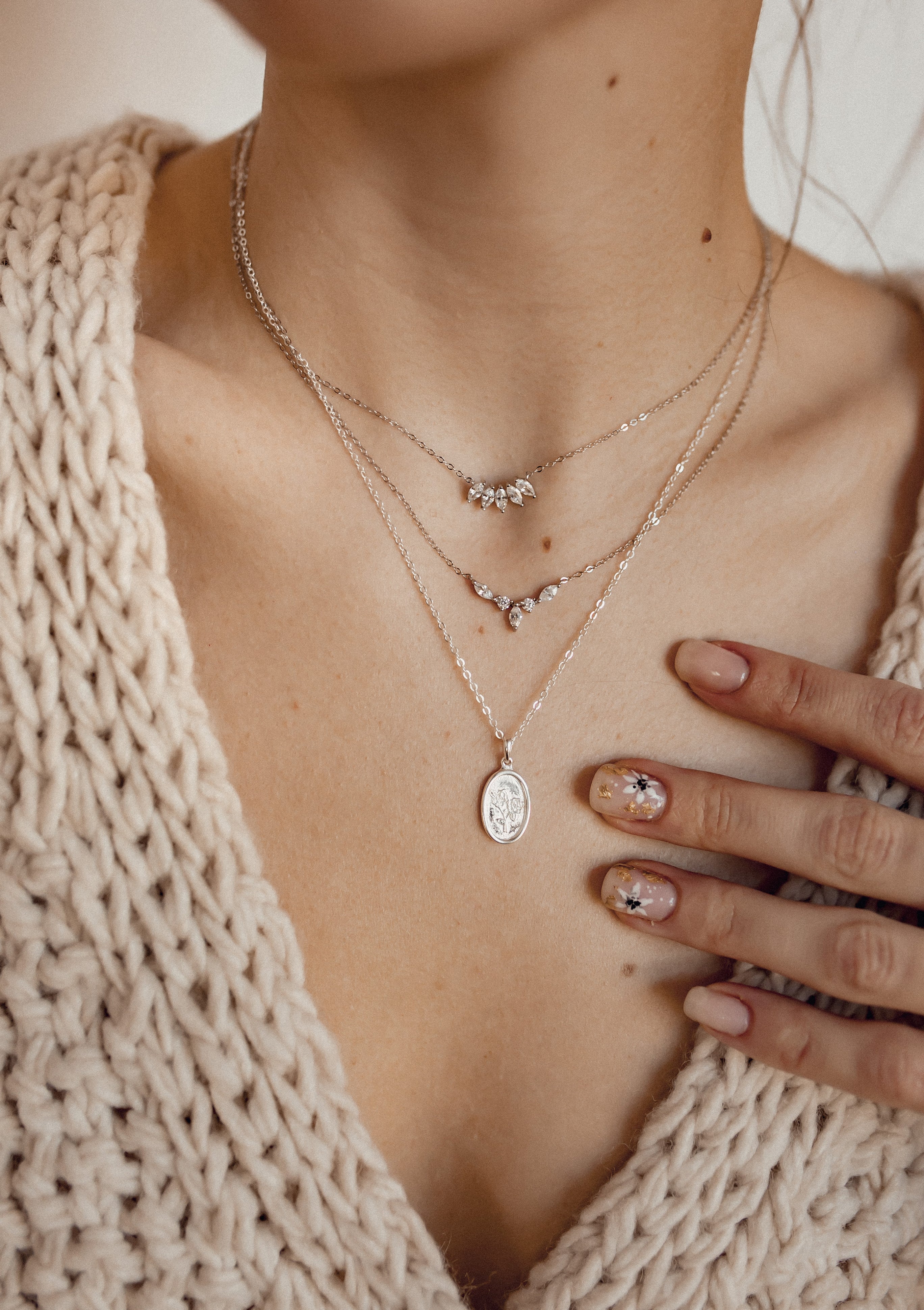 Oval Rose Pendant Sterling Silver