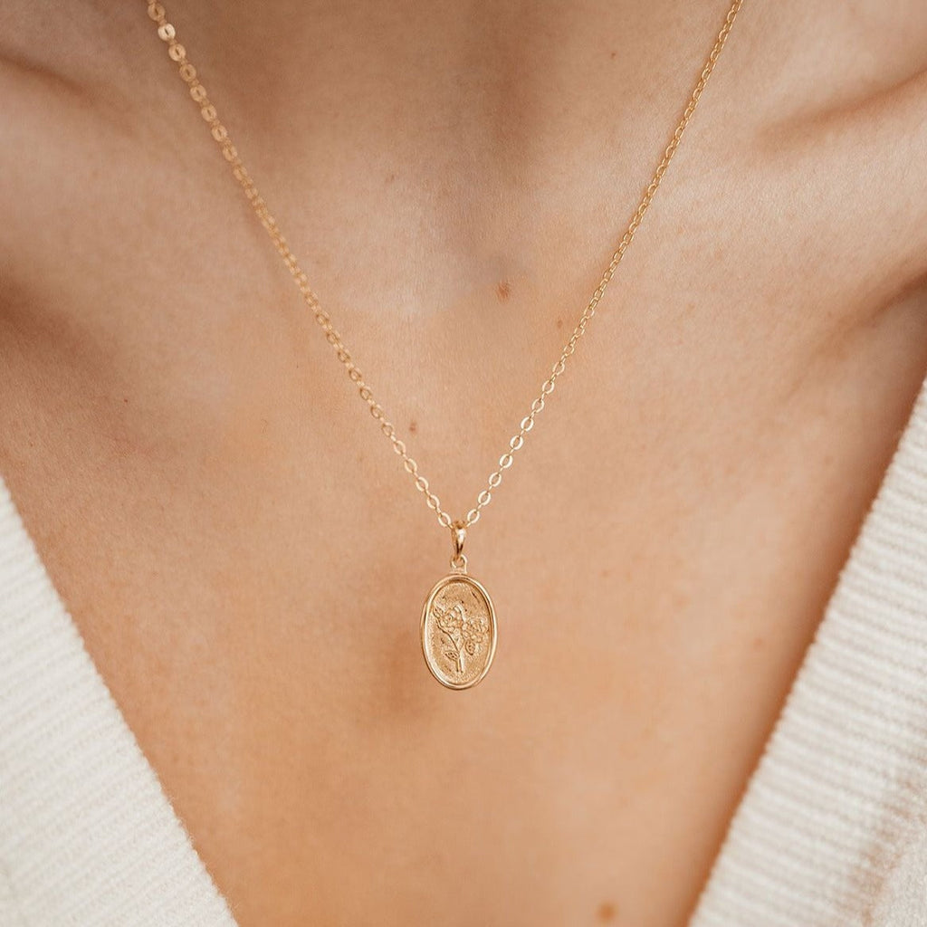 Oval Rose Pendant Sterling Silver Gold