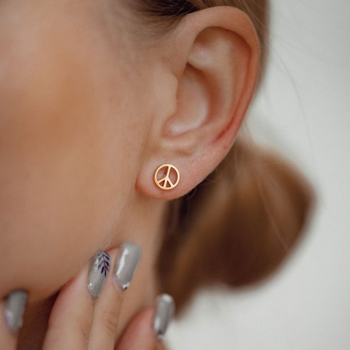 Peace Sign Stud Earrings