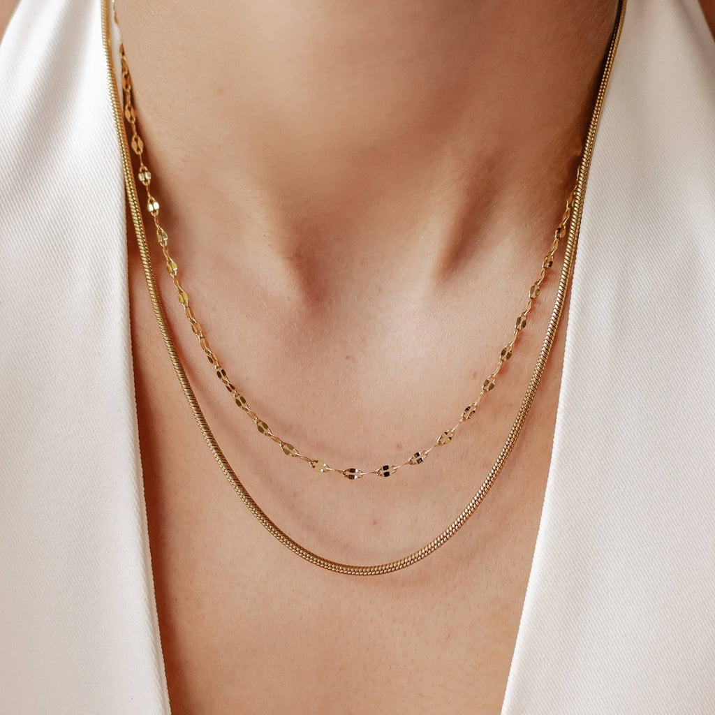 Rolo and Snake Chain Necklace Set