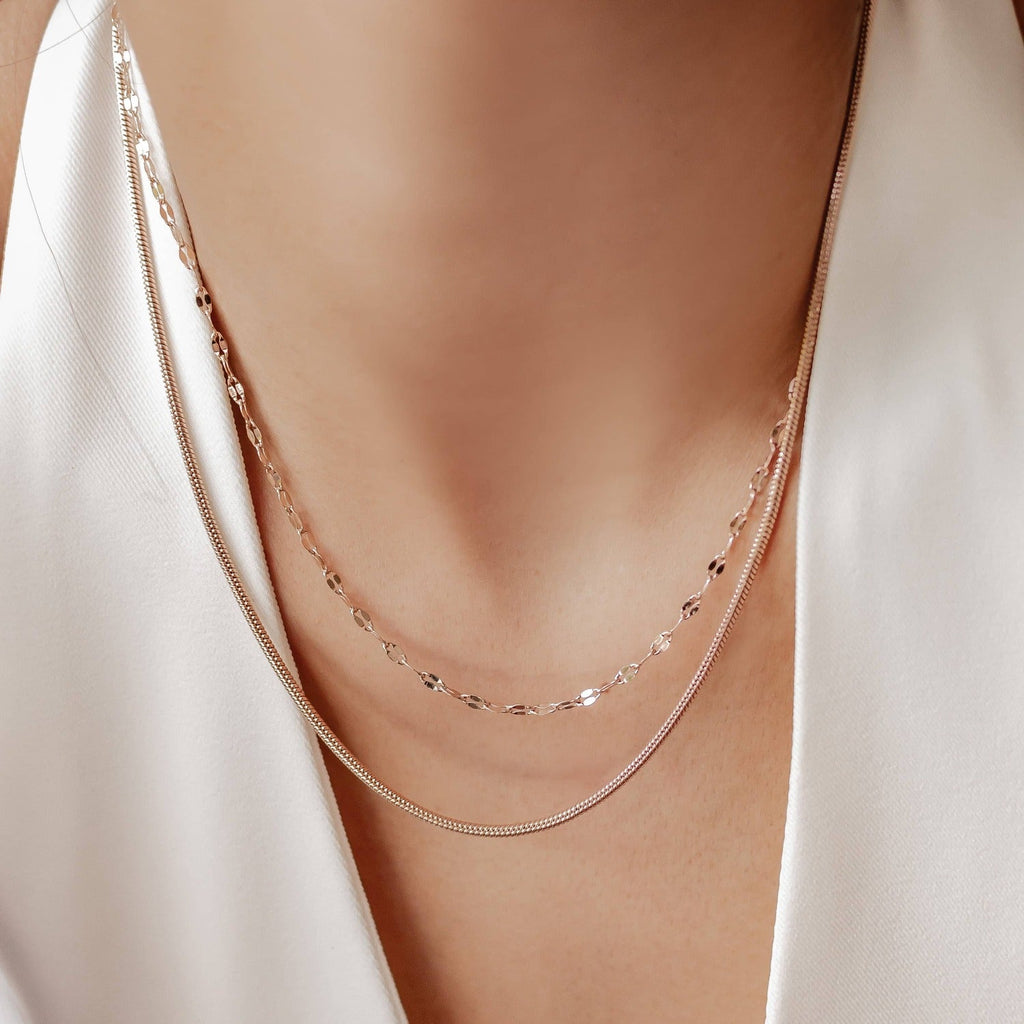 Rolo and Snake Chain Necklace Set