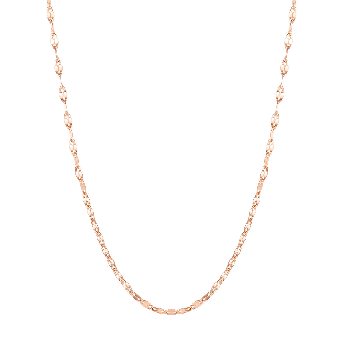 Flattened Rolo Chain Necklace Rose Gold